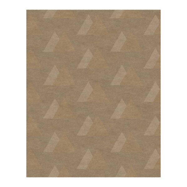 Dezenter getufteter Teppich mit einem geometrischen Muster aus dreieckigen Formen in neutralen Taupe-Tönen.