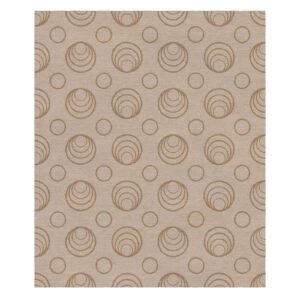 Neutraler Teppich mit Tufting-Technik, der konzentrische Kreise in hellem Taupe auf cremefarbendem Hintergrund zeigt.