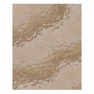 Getufter Teppich mit abstraktem Aquarell-Effekt in weichen Beige- und Cremtönen. Das organische Muster zeigt subtile Wirbel und Spritzer, die natürliche Stein.